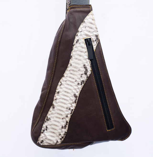 Brownish Grey Wrinkled Leather w/ Snakeskin
